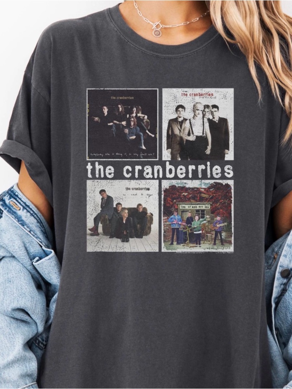 NEW! Charcoal Gray The Cranberries Panel Graphic Tee XXL